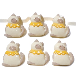 Античный Белый 10 шт. Кабошоны из смолы, кошка, старинный белый, 30x24 мм, 10 шт / комплект