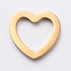 Золотой Вакуумное покрытие pvd 304 соединительные кольца из нержавеющей стали для изготовления ювелирных изделий, ручная полировка, сердце, золотые, 8x8x1 мм, внутренний диаметр: 6x5 мм
