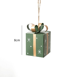 Зеленый Рождественская железная подарочная коробка, подвесные украшения, для подвесных украшений на елку, зелёные, 80 мм