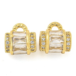 Настоящее золото 18K Покрытие стойки латунь микро паве прозрачный кубический цирконий трубы поручни, долговечный, без свинца и без кадмия, трубка, реальный 18 k позолоченный, 11x10.5x8 мм, отверстие : 1.8 мм, внутренний диаметр: 3.3 мм