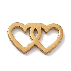 Сердце 304 прелести нержавеющей стали, лазерная резка, реальный 18 k позолоченный, сердце, 6x11x1 мм, отверстие : 0.6 мм
