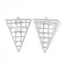 Stainless Steel Color Non-Tarnish 304 Stainless Steel Big Pendants, Hollow, Triangle Charm, Stainless Steel Color, 50.5x35x2.5mm, Hole: 2.4mm
