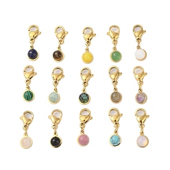 Смешанные камни Ионное покрытие (IP) 316 подвесные украшения из хирургической нержавеющей стали, Подвески с застежкой-лобстером и драгоценными камнями, золотые, 18.5 мм