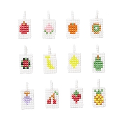 Mixed Shapes 12Подвески из стеклянного бисера, прямоугольник с фруктами, разнообразные, 22x10x2 мм, отверстие : 2 мм