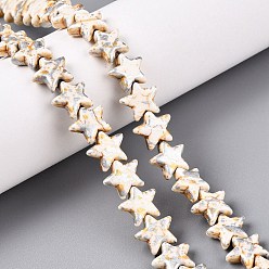 Папайя Оранжевый С напылением окрашенные синтетические бирюзовые бусинки, окрашенные, звезда, papayawhip, 10~10.5x11.5x4 мм, отверстие : 1 мм, около 43 шт / нитка, 14.88'' (37.8 см)