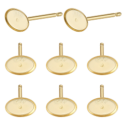 Золотой 4 пары 925 фурнитура для сережек-гвоздиков из стерлингового серебра, с замшевой тканью из поликарбоната квадратной серебряной полировальной салфеткой, овальные, золотые, лоток : 1 мм, 5.5x3.5 мм