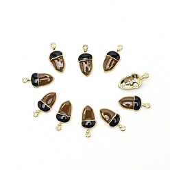 Седло Коричневый Цинкового сплава эмали прелести, золотой свет, желуди, седло коричневый, 15.5x7.5x3 мм, отверстие : 1 мм