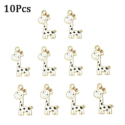 Белый 10 шт. Подвески из сплава эмали, прелести жирафа, белые, 27x17x1 мм, отверстие : 2 мм