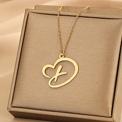 Letter D 304 ожерелья с подвеской в форме сердца из нержавеющей стали для женщин и мужчин, золотые, Буква D, 15.75~17.72 дюйм (40~45 см)