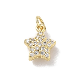 Прозрачный Латунные микро проложить кубического циркония прелести, звезды прелести, стойки покрытие, долговечный, без кадмия и без свинца, реальный 18 k позолоченный, прозрачные, 11.5x10x5.5 мм, отверстие : 3.5 мм