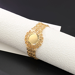 Настоящее золото 18K Элегантные латунные браслеты в винтажном стиле для женщин, цветок, реальный 18 k позолоченный, 7-1/4 дюйм (18.5 см)