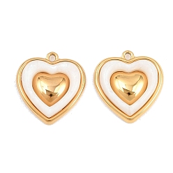 Golden 304 Stainless Steel & Resin Pendants, Layered Heart Charms, Ion Plating(IP), Long-Lasting Plated, Golden, 22.5x21x4.5mm, Hole: 2mm