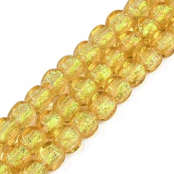 Желтый Нити из фольги в технике лэмпворк, квадратный, желтые, 10x9x9.5 мм, отверстие : 1.2 мм, около 40 шт / нитка, 14.76'' (37.5 см)