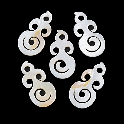 WhiteSmoke Natural Freshwater Shell Pendants, Huamn Charms, WhiteSmoke, 45~45.5x23x2.5~3mm, Hole: 5mm