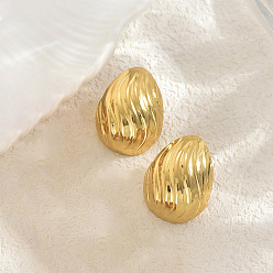 Teardrop Текстурированные серьги-гвоздики из нержавеющей стали, золотые, слеза, 26x20 мм