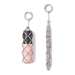 Платиновый & Цвет Нержавейки 304 Мешочек из нержавеющей стали для макраме, пустой держатель для камней, подвесные украшения, с пружинными застежками из сплава, платины и нержавеющая сталь цвет, 58~150 мм