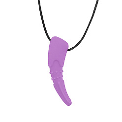 Фиолетовый Подвески из пищевого экологически чистого силикона в виде зубов животных, фиолетовые, 80.5x22 мм