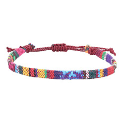 Разноцветный Регулируемые браслеты в стиле бохо из хлопка и льна, плетеные для дружбы, красочный