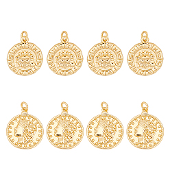 Echt 18 k vergoldet 8Stk. 2 Messinganhänger im Stil, mit Ringe springen, langlebig überzogen, flach rund mit Mensch & Blume, echt 18 k vergoldet, 21.8x18x2 mm, Bohrung: 2.8 mm