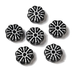 Черный Непрозрачные бусины лэмпворк, цветок, чёрные, 15x6 мм, отверстие : 1 мм, Около 45~55 шт / 100 г
