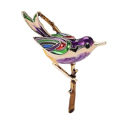 Фиолетовый Эмалевые булавки пикапика, Броши из сплава со стразами для рюкзака, фиолетовые, 55x45 мм