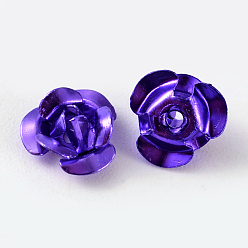 Mixed Color Aluminum Rose Flower, Tiny Metal Beads, Mixed Color, 6x4.5mm, Hole: 1mm, about 920~950pcs/bag