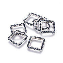 Dark Gray MIYUKI & TOHO Handmade Japanese Seed Beads, with 304 Stainless Steel Link Rings, Loom Pattern, Square, Silver, Dark Gray, 15x15x1.8~2mm