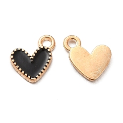 Черный Сплав эмали прелести, сердце прелести, золотые, чёрные, 10x9x1.2 мм, отверстие : 1.5 мм