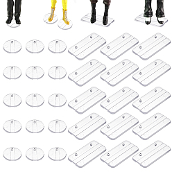 Прозрачный 100шт. 2 стили подставок для демонстрации пластиковых фигурок из поликарбоната, плоские круглые и прямоугольник, прозрачные, 3.3x6.55x0.58 см и 3.15x0.58 см, 1 шт / стиль