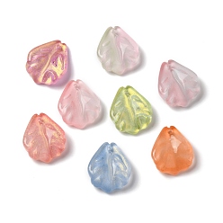 (52) Непрозрачная лаванда Подвески из окрашенного и нагретого стекла ко дню матери, с блеском порошок, гвоздика лепестковая, разноцветные, 17.5x15x4.5 мм, отверстие : 1.4 мм