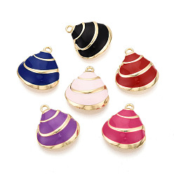 (52) Непрозрачная лаванда Стойки обшивки сплава эмали подвески, подвески в форме ракушек, золотые, без кадмия, без никеля и без свинца, разноцветные, 18.5x16.5x4.5 мм, отверстие : 1.6 мм