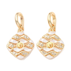 Настоящее золото 18K Латунный микро-паве кубический цирконий, ромб, за половину пробурено бисера, стойки покрытие, долговечный, реальный 18 k позолоченный, 28.5 мм, штифты : 0.5 мм