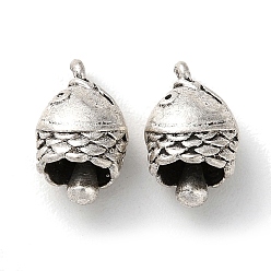 Antik Silber Farbe Messing pendnats, cadmiumfrei und bleifrei, Kolumne, Antik Silber Farbe, 13x8x6.5 mm, Bohrung: 1.2 mm