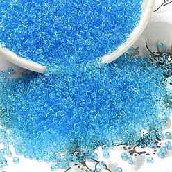 Светло-Голубой 12/0 Круглые стеклянные бусины класса А (fgb), прозрачные цвета, Небесно-голубой, 12/0, 2x1.5 мм, отверстие : 0.8 мм, около 30000 шт / упаковка