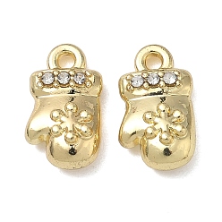 Другие Рождественские подвески из сплава с кристаллами и стразами, без свинца и без кадмия, золотые, перчатка, 13.5x7.5x4 мм, отверстие : 1.5 мм