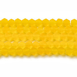 Золотистый Имитировать нити бус из матового стекла из австрийского хрусталя, класс АА, граненые, двухконусные, золотые, 3.5~3.8x3 мм, отверстие : 0.8 мм, около 107~110 шт / нитка, 32.5~34 см