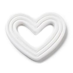 Blanc Cabochons décodés en résine opaque, cœur, blanc, 36.5x43.5x4.5mm