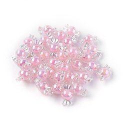 Pearl Pink Acrylic Beads, Bead in Bead, AB Color, Candy, Pearl Pink, 12x22x12mm, Hole: 3mm, about 375pcs/500g