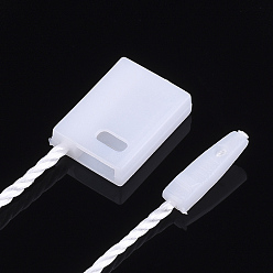 White Polyester Cord with Seal Tag, Plastic Hang Tag Fasteners, White, 185~195x1mm, about 850pcs/bag