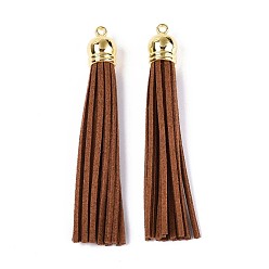 Сиена Искусственные замши кисточкой подвесные украшения, с концами пластмассового шнура ccb, золотые, цвет охры, 84~89x11.5~12 мм, отверстие : 2.5 мм