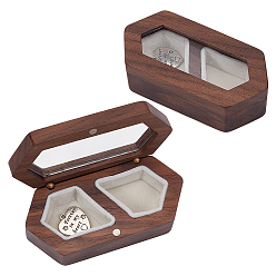 Кокосово-Коричневый 1Шестиугольные деревянные коробки для хранения памятных вещей для домашних животных с видимым окном, с 1подвесками из сплава в форме сердца в тибетском стиле из поликарбоната, кокосового коричневый, 9.9x4.8x3 см