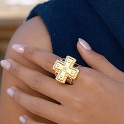 Золотой Крест 304 открытые кольца-манжеты из нержавеющей стали для женщин, золотые, 17 мм