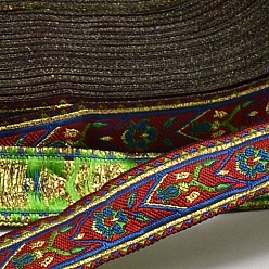 FireBrick Polyester Ribbons, with Flower Pattern, Jacquard Ribbon, FireBrick, 3/4 inch(20mm), 33yards/roll(30.1752m/roll)