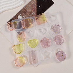 Белый Силиконовые формы для подвесок, формы для литья смолы, белые, разнообразные, белые, 195x190x7.8 мм, отверстие : 3.5 мм