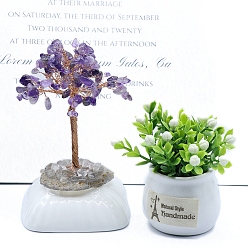 Аметист Украшение дисплея скульптуры из натурального аметиста, для домашнего офисного стола, дерево, 40~80x90~120 мм