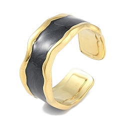 Настоящее золото 18K Ионное покрытие (ip) 304 эмалированные кольца на манжетах из нержавеющей стали, широкие открытые кольца для женщин, реальный 18 k позолоченный, регулируемый, 9 мм