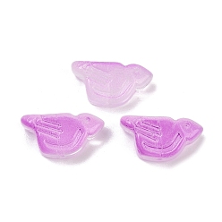 Фуксин Прозрачные стеклянные бусины, птица, спекающийся лак, фуксиново-красные, 10x20x8 мм, отверстие : 1.2 мм