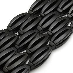 Черный Камень Натуральные овальные черные каменные нити, 34x12 мм, отверстие : 1 мм, около 12 шт / нитка, 16.1 дюйм