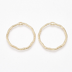 Настоящее золото 18K Латунные подвески с открытой спинкой, для diy уф смолы, эпоксидная смола, Прессованные цветочные украшения, кольцо, без никеля , реальный 18 k позолоченный, 37.5x39x1.5 мм, отверстие : 1.5x3 мм