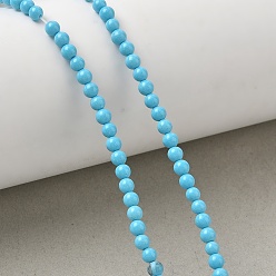 Deep Sky Blue Synthetic Turquoise Beads Strands, Smooth Round, Deep Sky Blue, 3~3.5mm, Hole: 1mm, about 117pcs/strand, 14.96 inch(38cm)